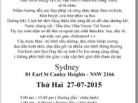 Giới thiệu khóa Dưỡng Sinh ngày 7.9.2015 tại Sydney, Úc châu